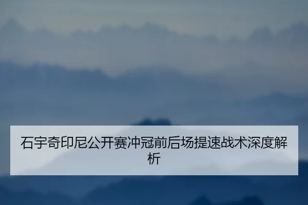 石宇奇印尼公开赛冲冠前后场提速战术深度解析